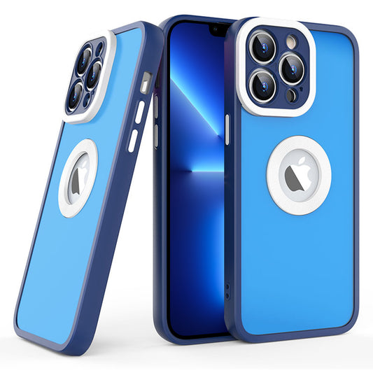 Skin-Touch Shockproof Case for iPhone 13 Pro Max 6.7 inch Soft TPU PC Phone Shell (Round Hollow Show Phone's Logo)