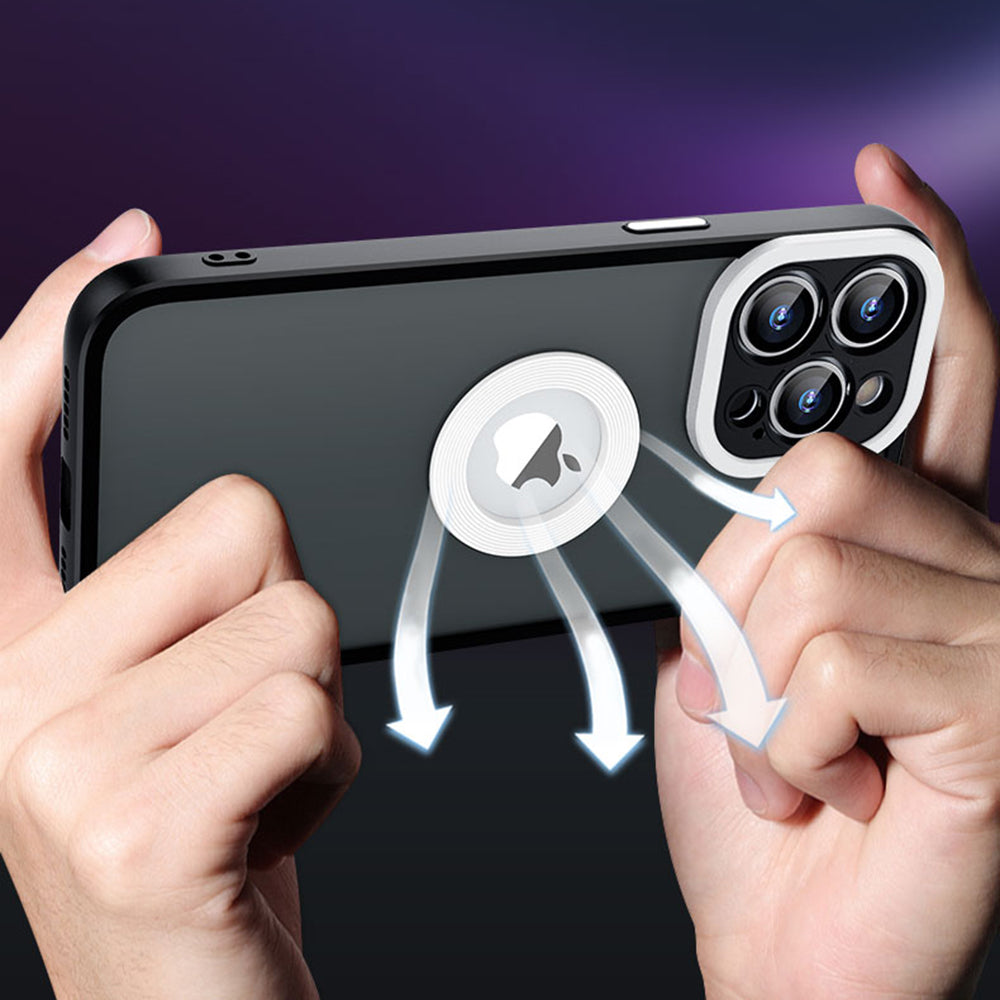 Skin-Touch Shockproof Case for iPhone 13 Pro Max 6.7 inch Soft TPU PC Phone Shell (Round Hollow Show Phone's Logo)