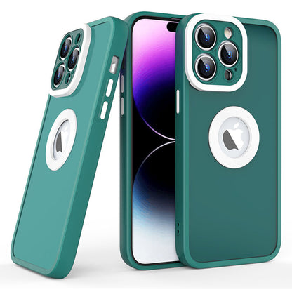 Protective Case for iPhone 14 Pro Skin-Touch Slim Case Soft TPU PC Phone Cover (Round Hollow Show Phone's Logo)