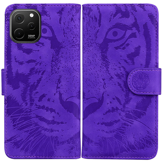 Wallet Stand Shell for Huawei nova Y61 4G / Enjoy 50z 4G Phone Cover Tiger Imprinted PU Leather Case