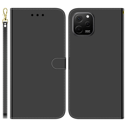 Flip Phone Case for Huawei nova Y61 4G / Enjoy 50z 4G , PU Leather Wallet Stand Mirror-Like Surface Cover