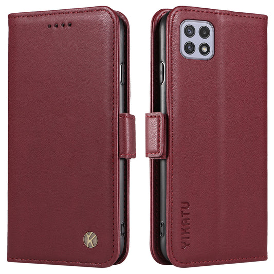 YIKATU YK-003 Stand Shell for Samsung Galaxy A22 5G (EU Version) Shockproof Magnetic Phone Wallet Leather Cover