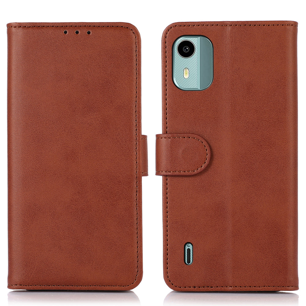 PU Leather Phone Case for Nokia C12 4G / C12 Plus / C12 Pro , Cowhide Texture Phone Cover with Stand Wallet