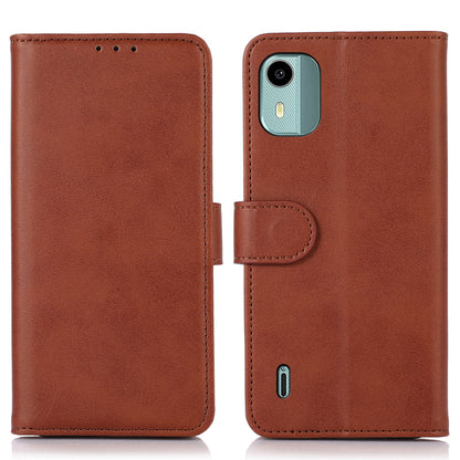 PU Leather Phone Case for Nokia C12 4G / C12 Plus / C12 Pro , Cowhide Texture Phone Cover with Stand Wallet