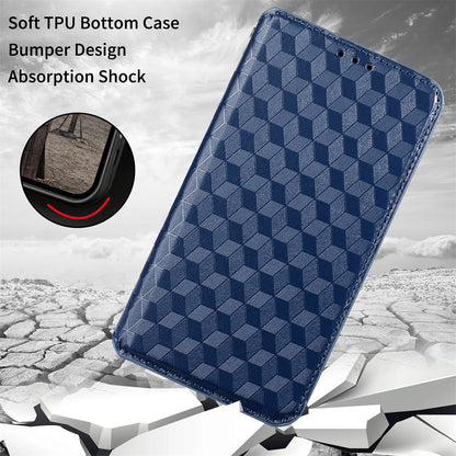 For Motorola Defy 2 5G / Cat S75 5G Rhombus Imprinted PU Leather Phone Case Wallet Stand Flip Cover