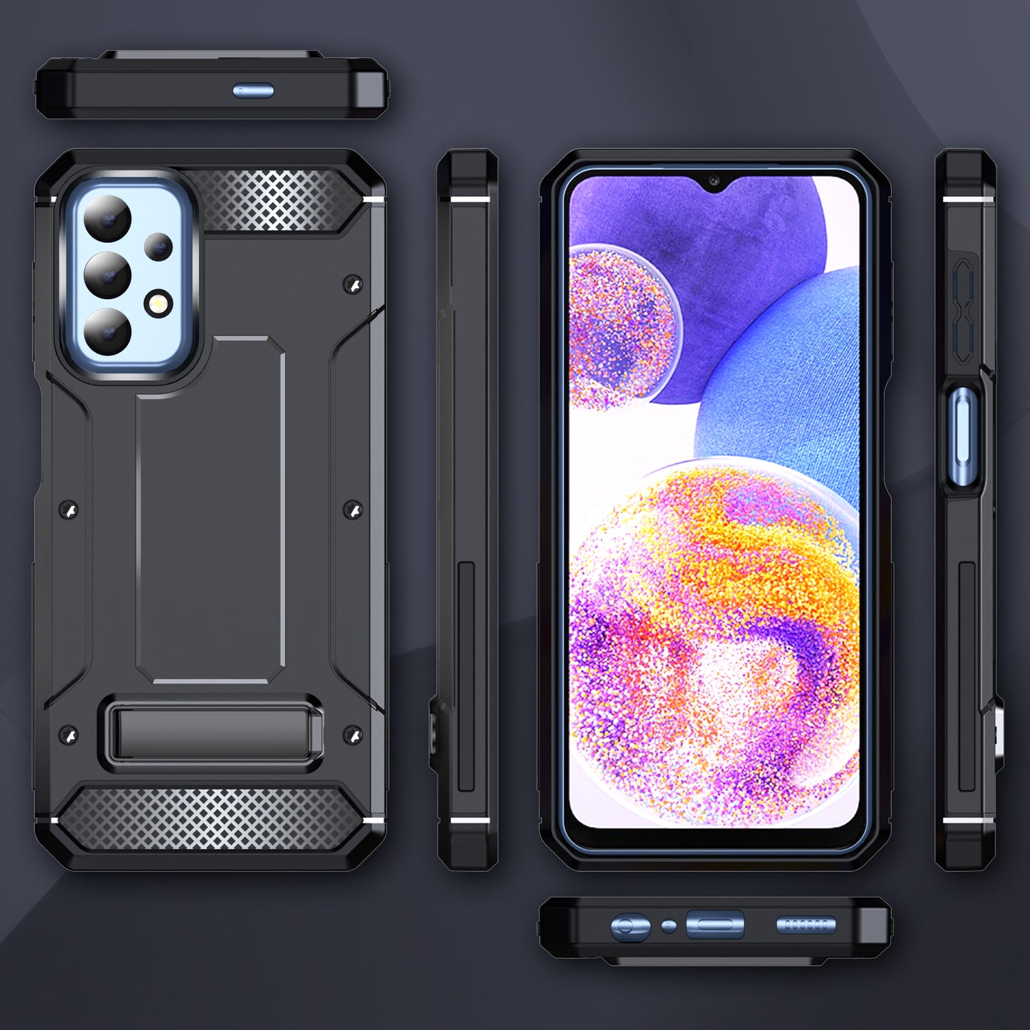 For Samsung Galaxy A23 4G / A23 5G (Global Version) / A13 4G / A13 5G / M13 5G / A04 4G / A04s 4G / A32 5G / M32 5G TPU+PC Phone Cover Kickstand Case