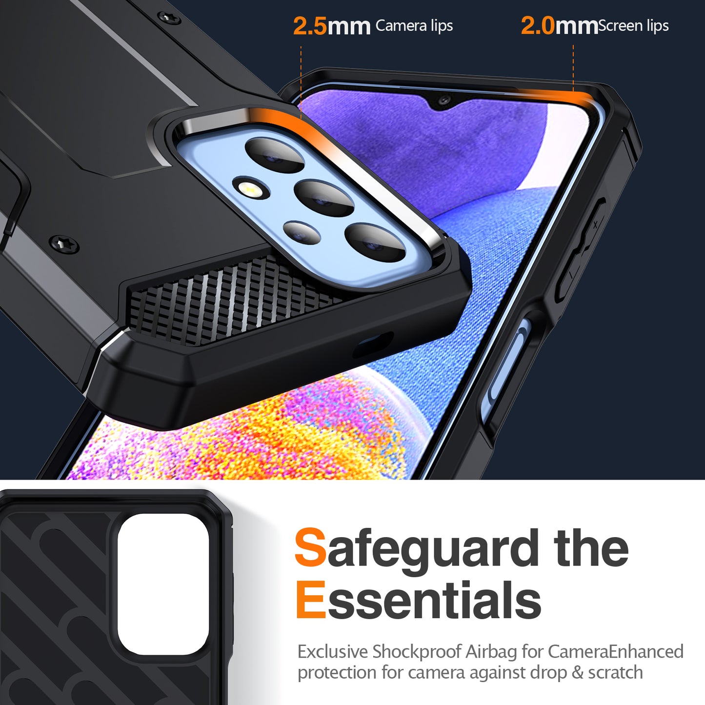 For Samsung Galaxy A23 4G / A23 5G (Global Version) / A13 4G / A13 5G / M13 5G / A04 4G / A04s 4G / A32 5G / M32 5G TPU+PC Phone Cover Kickstand Case