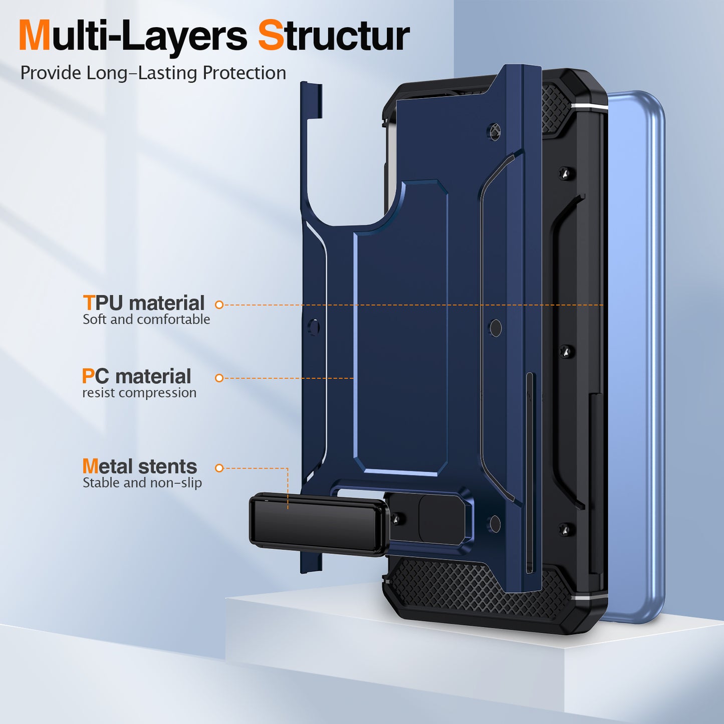 For Samsung Galaxy A23 4G / A23 5G (Global Version) / A13 4G / A13 5G / M13 5G / A04 4G / A04s 4G / A32 5G / M32 5G TPU+PC Phone Cover Kickstand Case