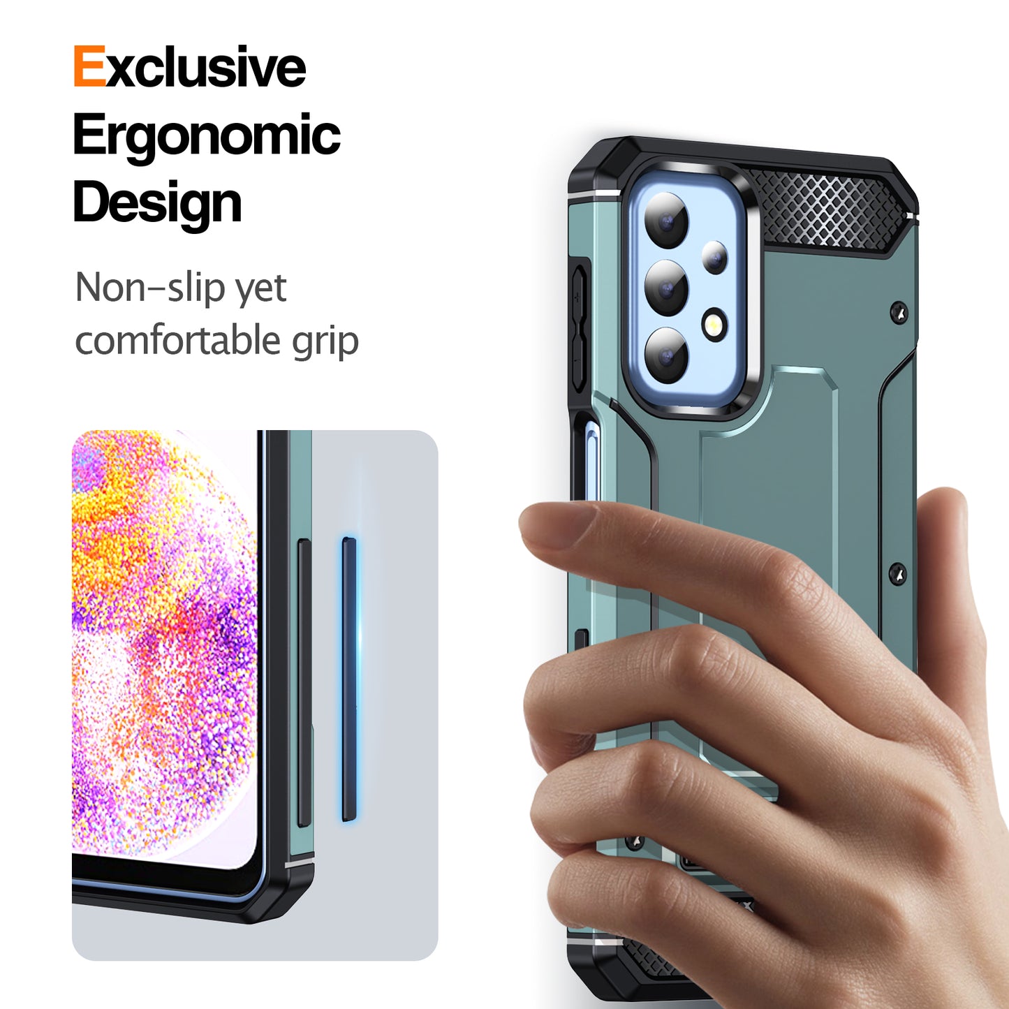 For Samsung Galaxy A23 4G / A23 5G (Global Version) / A13 4G / A13 5G / M13 5G / A04 4G / A04s 4G / A32 5G / M32 5G TPU+PC Phone Cover Kickstand Case