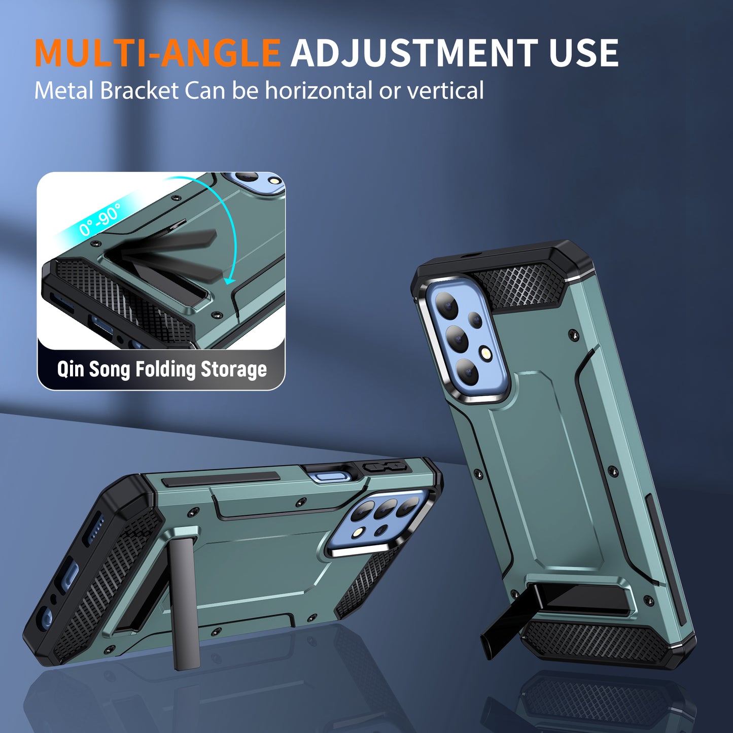 For Samsung Galaxy A23 4G / A23 5G (Global Version) / A13 4G / A13 5G / M13 5G / A04 4G / A04s 4G / A32 5G / M32 5G TPU+PC Phone Cover Kickstand Case