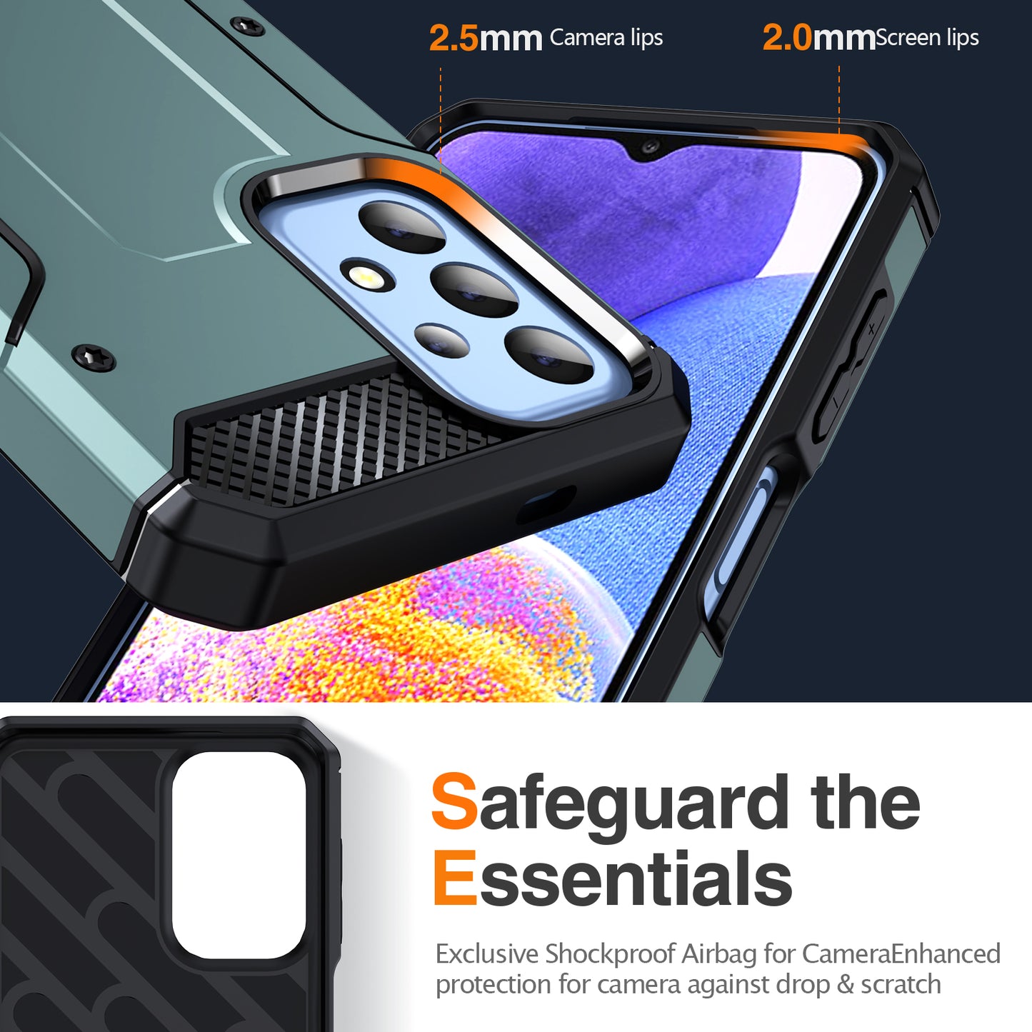 For Samsung Galaxy A23 4G / A23 5G (Global Version) / A13 4G / A13 5G / M13 5G / A04 4G / A04s 4G / A32 5G / M32 5G TPU+PC Phone Cover Kickstand Case