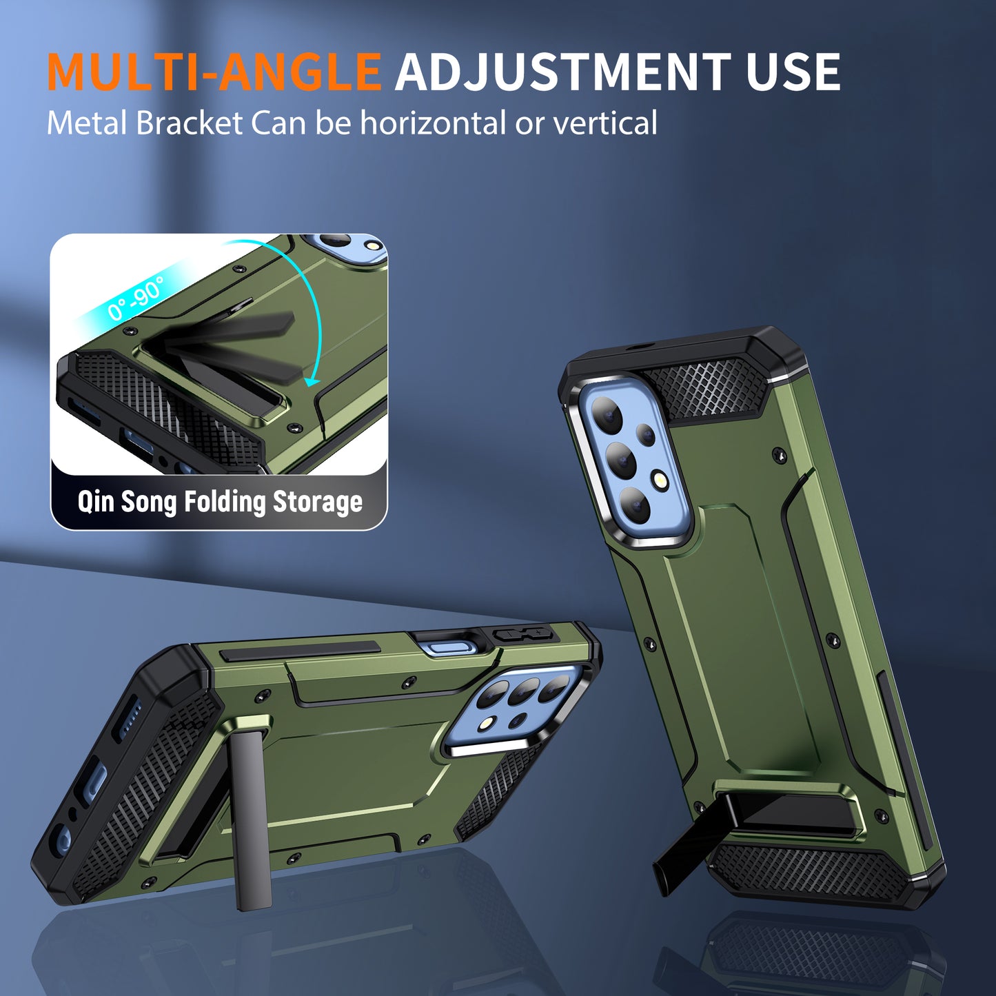 For Samsung Galaxy A23 4G / A23 5G (Global Version) / A13 4G / A13 5G / M13 5G / A04 4G / A04s 4G / A32 5G / M32 5G TPU+PC Phone Cover Kickstand Case