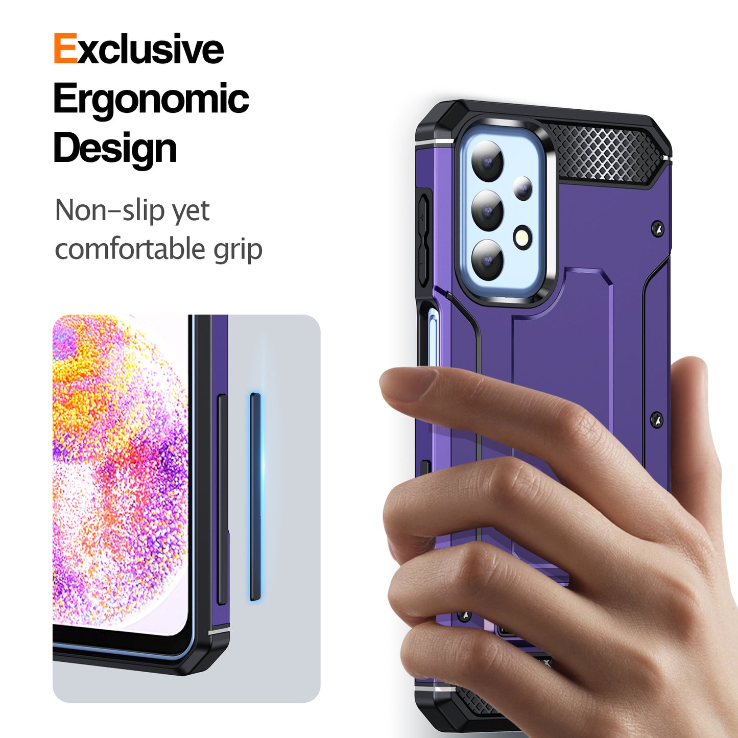 For Samsung Galaxy A23 4G / A23 5G (Global Version) / A13 4G / A13 5G / M13 5G / A04 4G / A04s 4G / A32 5G / M32 5G TPU+PC Phone Cover Kickstand Case