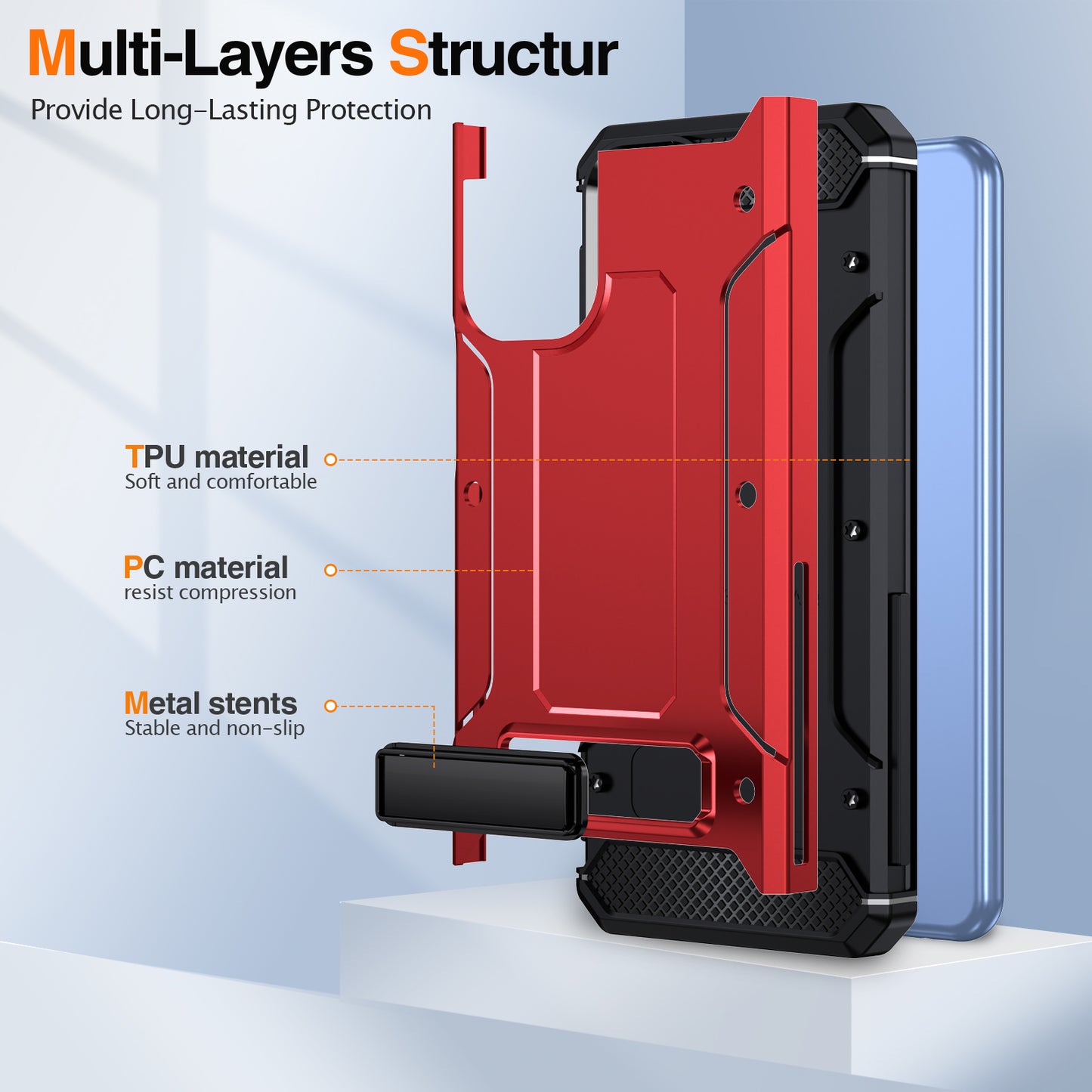 For Samsung Galaxy A23 4G / A23 5G (Global Version) / A13 4G / A13 5G / M13 5G / A04 4G / A04s 4G / A32 5G / M32 5G TPU+PC Phone Cover Kickstand Case