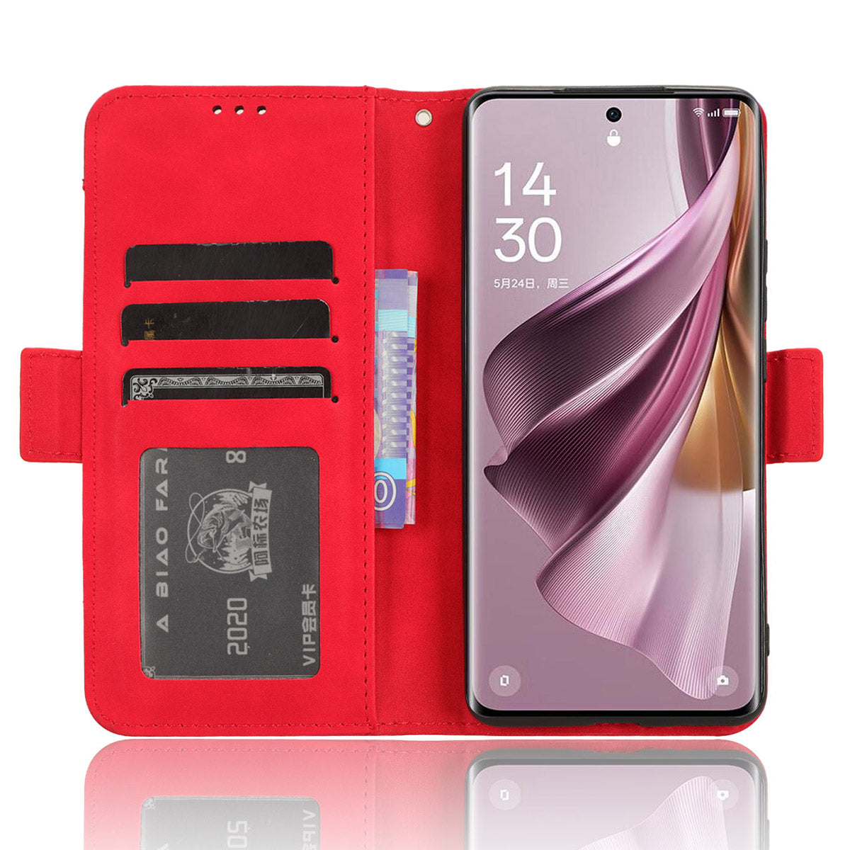 For Oppo Reno10 Pro 5G CPH2525 (Global) / Reno10 5G CPH2531 (Global) Multiple Card Slots Leather Phone Case Wallet Stand Cover