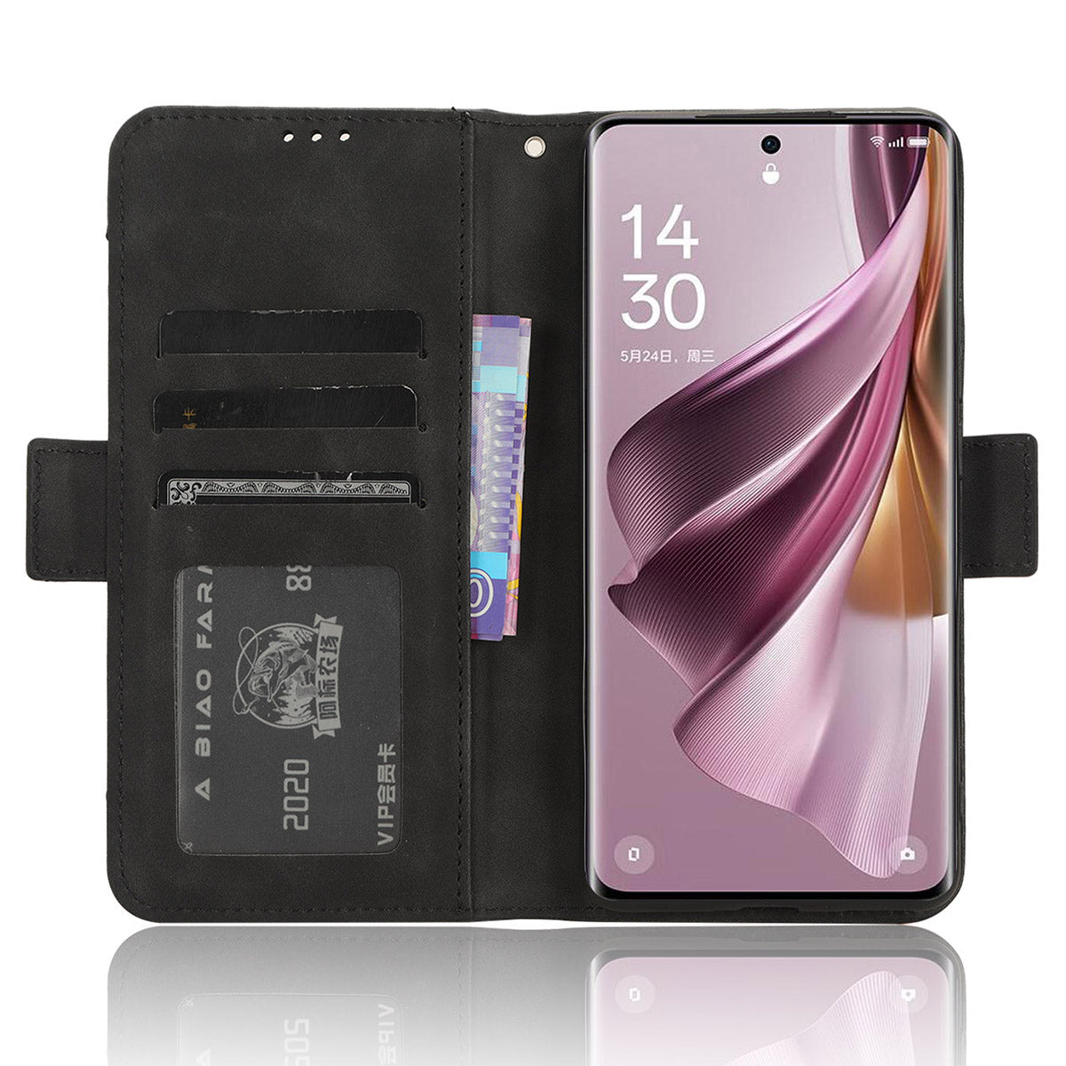 For Oppo Reno10 Pro 5G CPH2525 (Global) / Reno10 5G CPH2531 (Global) Multiple Card Slots Leather Phone Case Wallet Stand Cover