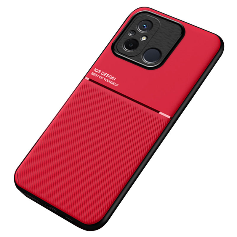 For Xiaomi Redmi 12C 4G / Poco C55 4G Phone Case Lines Imprinted PU Leather+TPU Magnetic Car Mount Phone Cover
