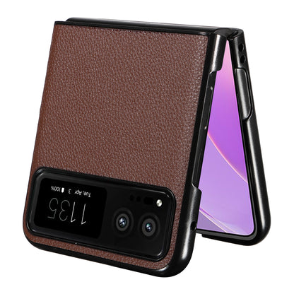 For Motorola Razr 40 5G Litchi Texture Phone Case PU Leather Coated PC Anti-drop Cover