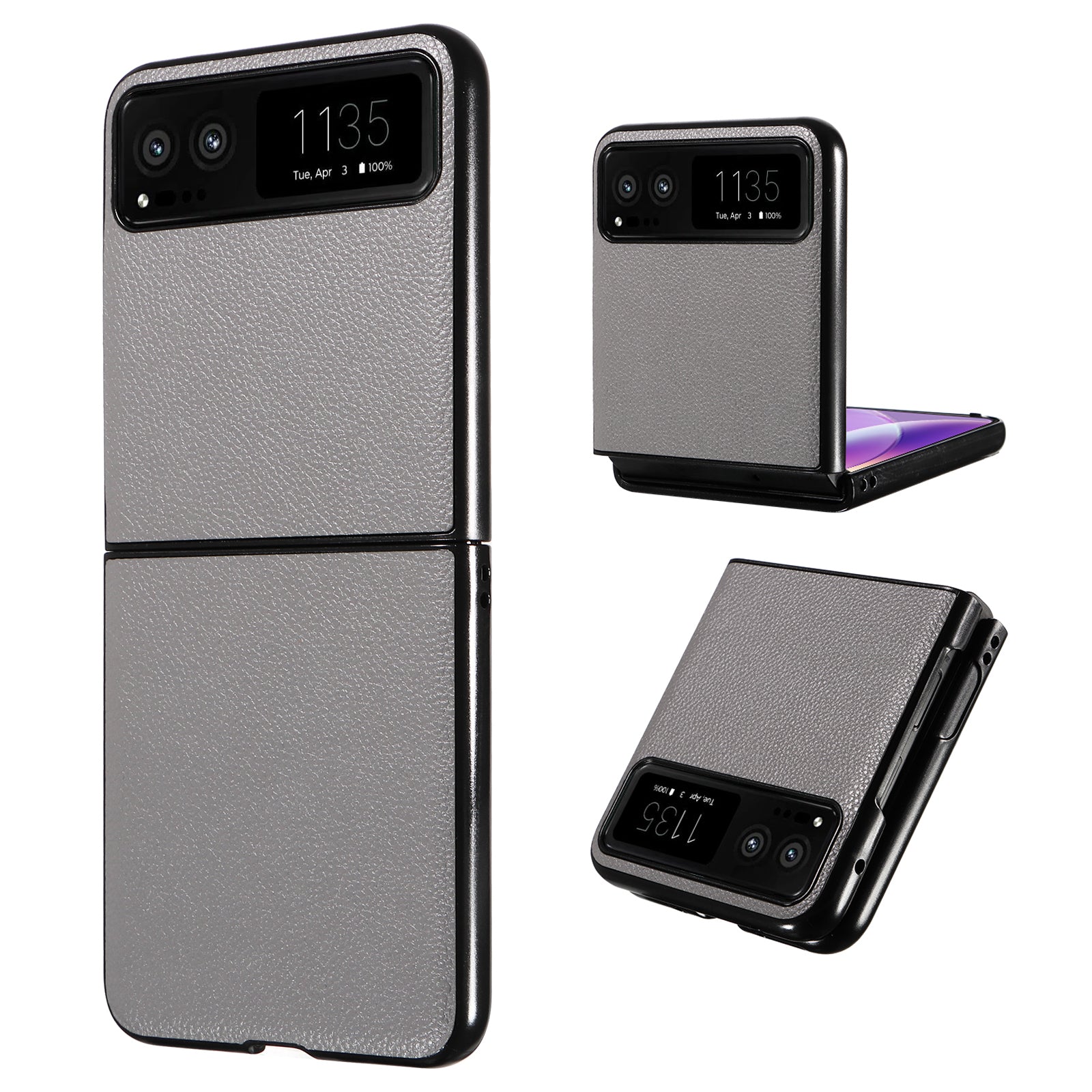 For Motorola Razr 40 5G Litchi Texture Phone Case PU Leather Coated PC Anti-drop Cover