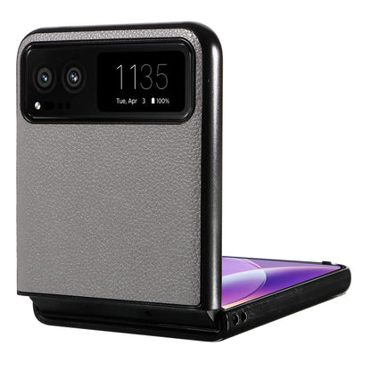For Motorola Razr 40 5G Litchi Texture Phone Case PU Leather Coated PC Anti-drop Cover
