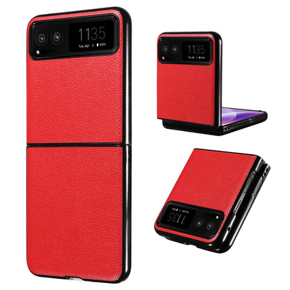 For Motorola Razr 40 5G Litchi Texture Phone Case PU Leather Coated PC Anti-drop Cover