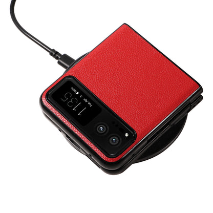 For Motorola Razr 40 5G Litchi Texture Phone Case PU Leather Coated PC Anti-drop Cover