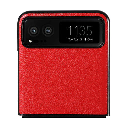 For Motorola Razr 40 5G Litchi Texture Phone Case PU Leather Coated PC Anti-drop Cover