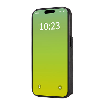 001 Card Holder Phone Case for iPhone 15 Pro , PU Leather Coated TPU Cover with Ring Kickstand