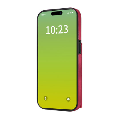 001 Card Holder Phone Case for iPhone 15 Pro , PU Leather Coated TPU Cover with Ring Kickstand