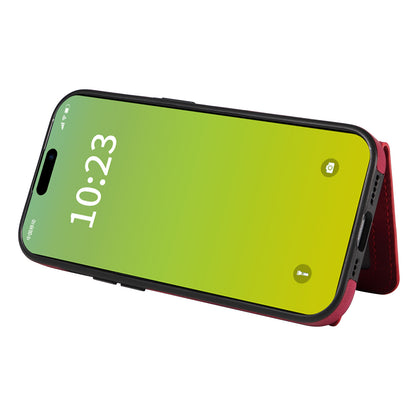 001 Card Holder Phone Case for iPhone 15 Pro , PU Leather Coated TPU Cover with Ring Kickstand