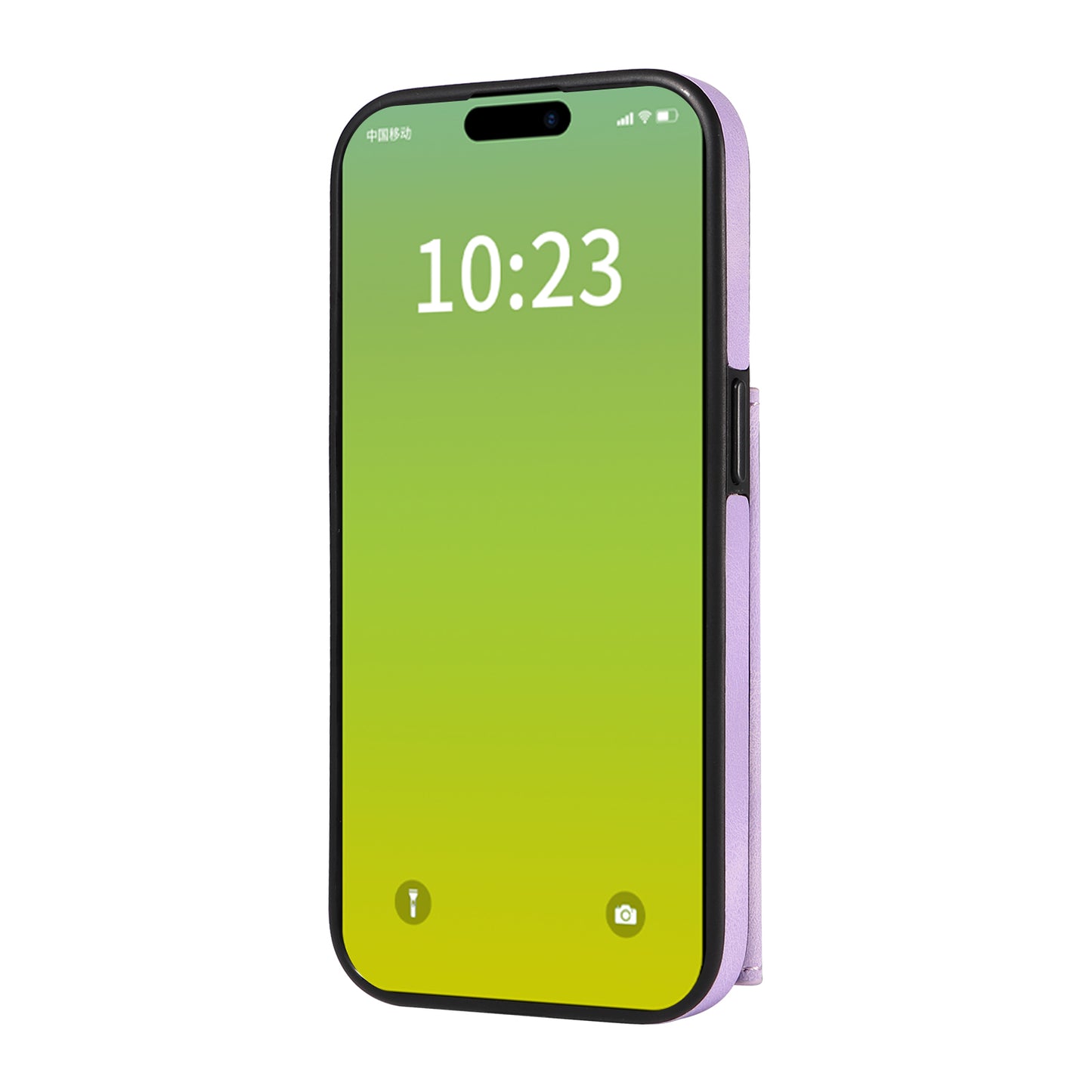 001 Card Holder Phone Case for iPhone 15 Pro , PU Leather Coated TPU Cover with Ring Kickstand