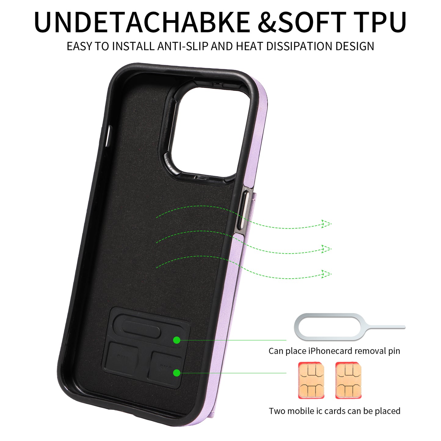 001 Card Holder Phone Case for iPhone 15 Pro , PU Leather Coated TPU Cover with Ring Kickstand