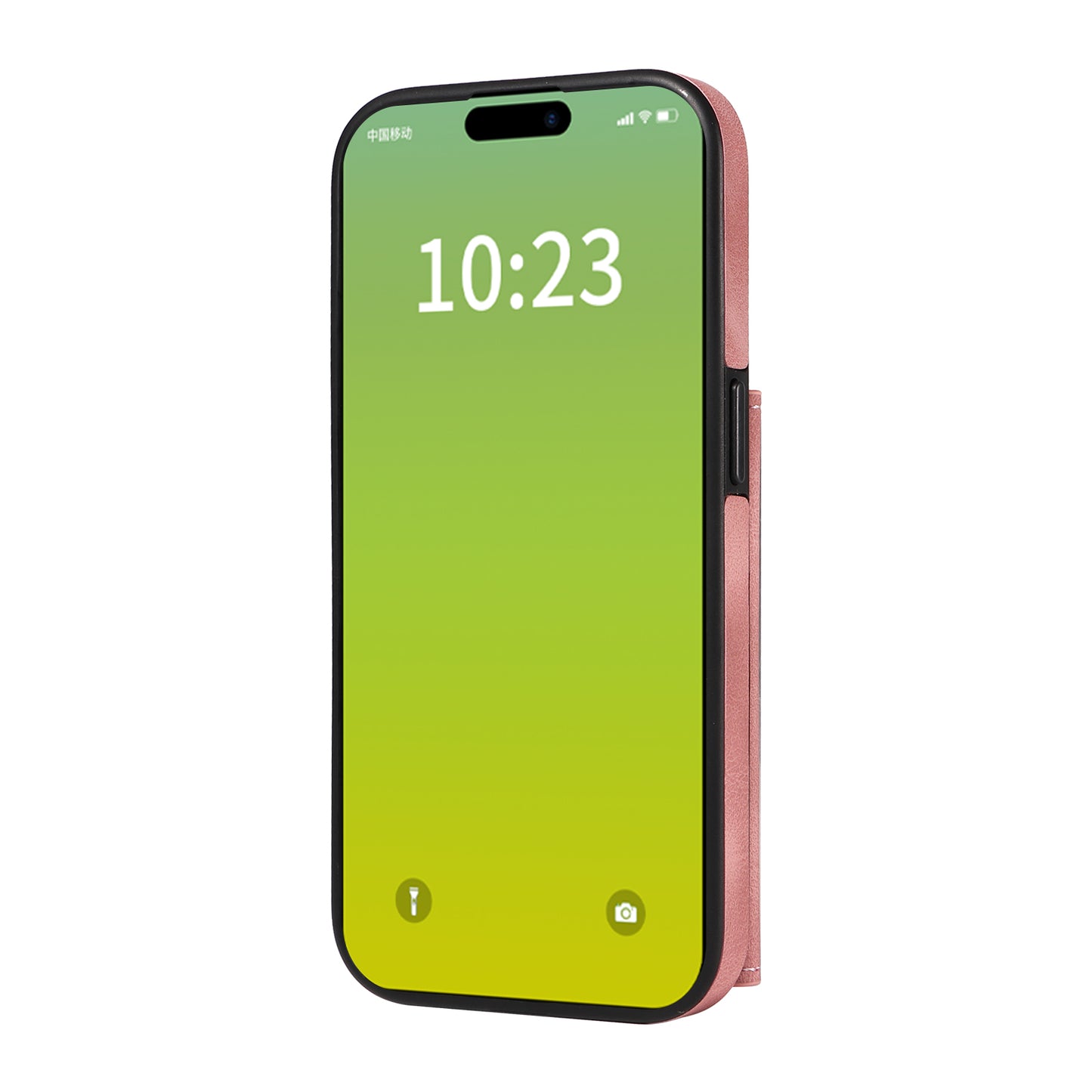 001 Card Holder Phone Case for iPhone 15 Pro , PU Leather Coated TPU Cover with Ring Kickstand