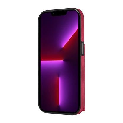 001 For iPhone 13 Pro 6.1 inch Card Holder PU Leather Coated TPU Cover Ring Kickstand Phone Case