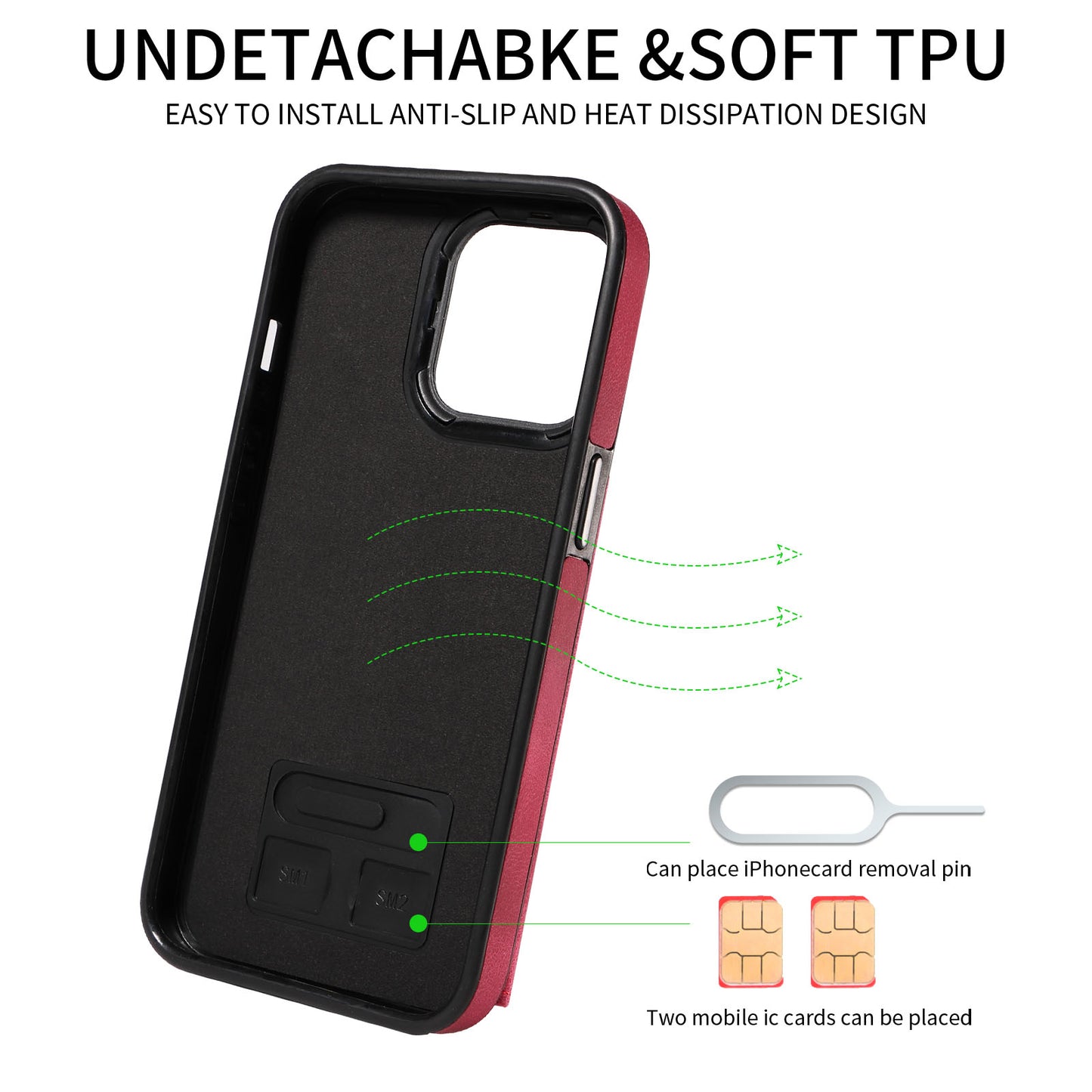 001 For iPhone 13 Pro 6.1 inch Card Holder PU Leather Coated TPU Cover Ring Kickstand Phone Case