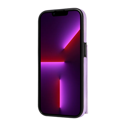 001 For iPhone 13 Pro 6.1 inch Card Holder PU Leather Coated TPU Cover Ring Kickstand Phone Case