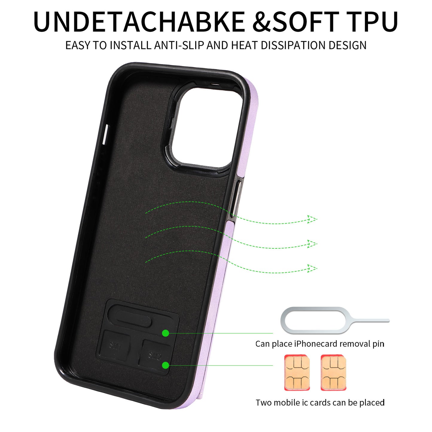 001 For iPhone 13 Pro 6.1 inch Card Holder PU Leather Coated TPU Cover Ring Kickstand Phone Case