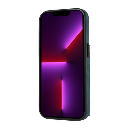 001 For iPhone 13 Pro 6.1 inch Card Holder PU Leather Coated TPU Cover Ring Kickstand Phone Case