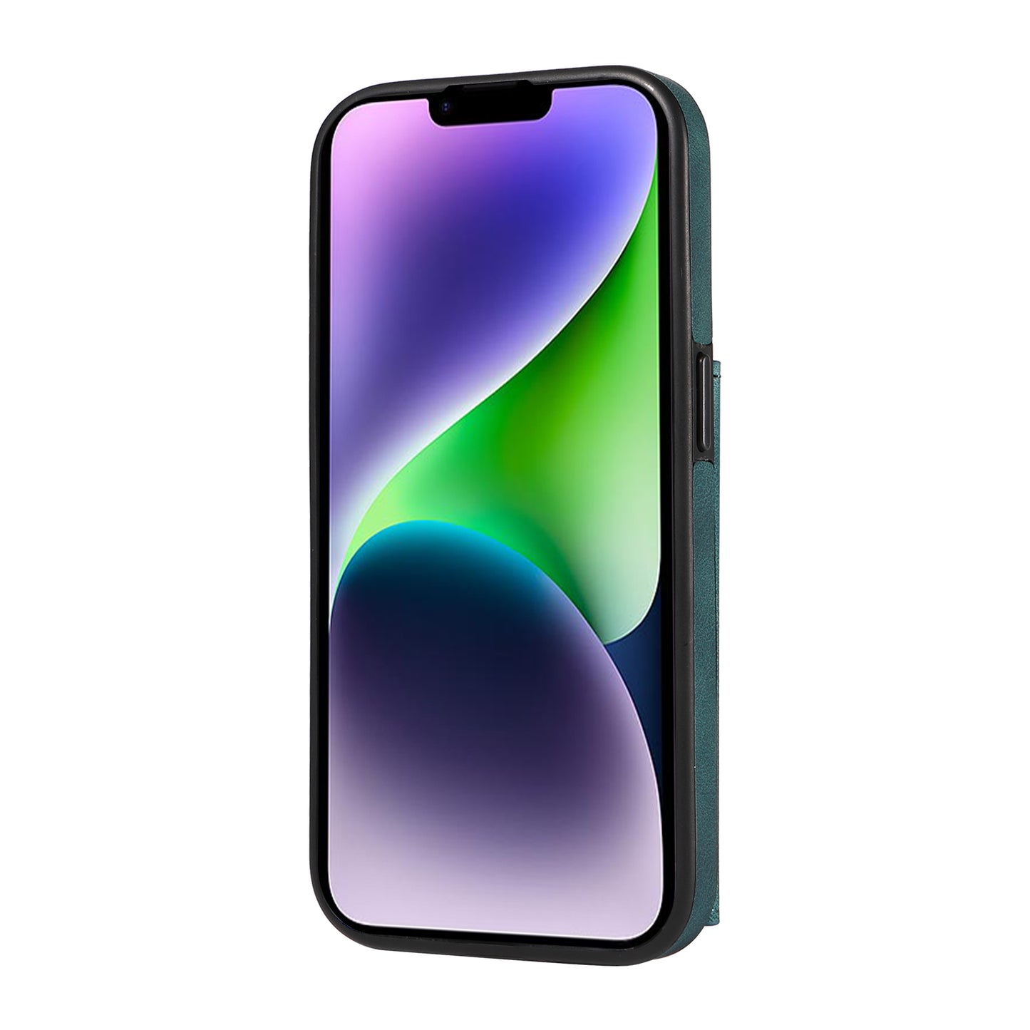 001 For iPhone 14 Card Holder Ring Kickstand Anti-drop Cover PU Leather Coated TPU Phone Case