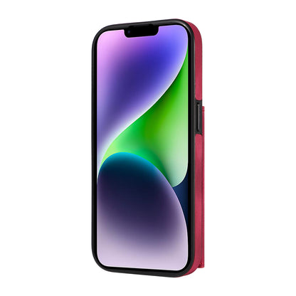 001 For iPhone 14 Card Holder Ring Kickstand Anti-drop Cover PU Leather Coated TPU Phone Case