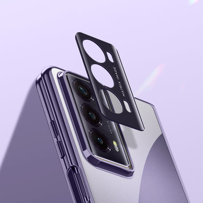 For Honor Magic V2 5G Clear Phone Case Electroplating PC Phone Cover with Tempered Glass Film (Support Fingerprint Unlock)