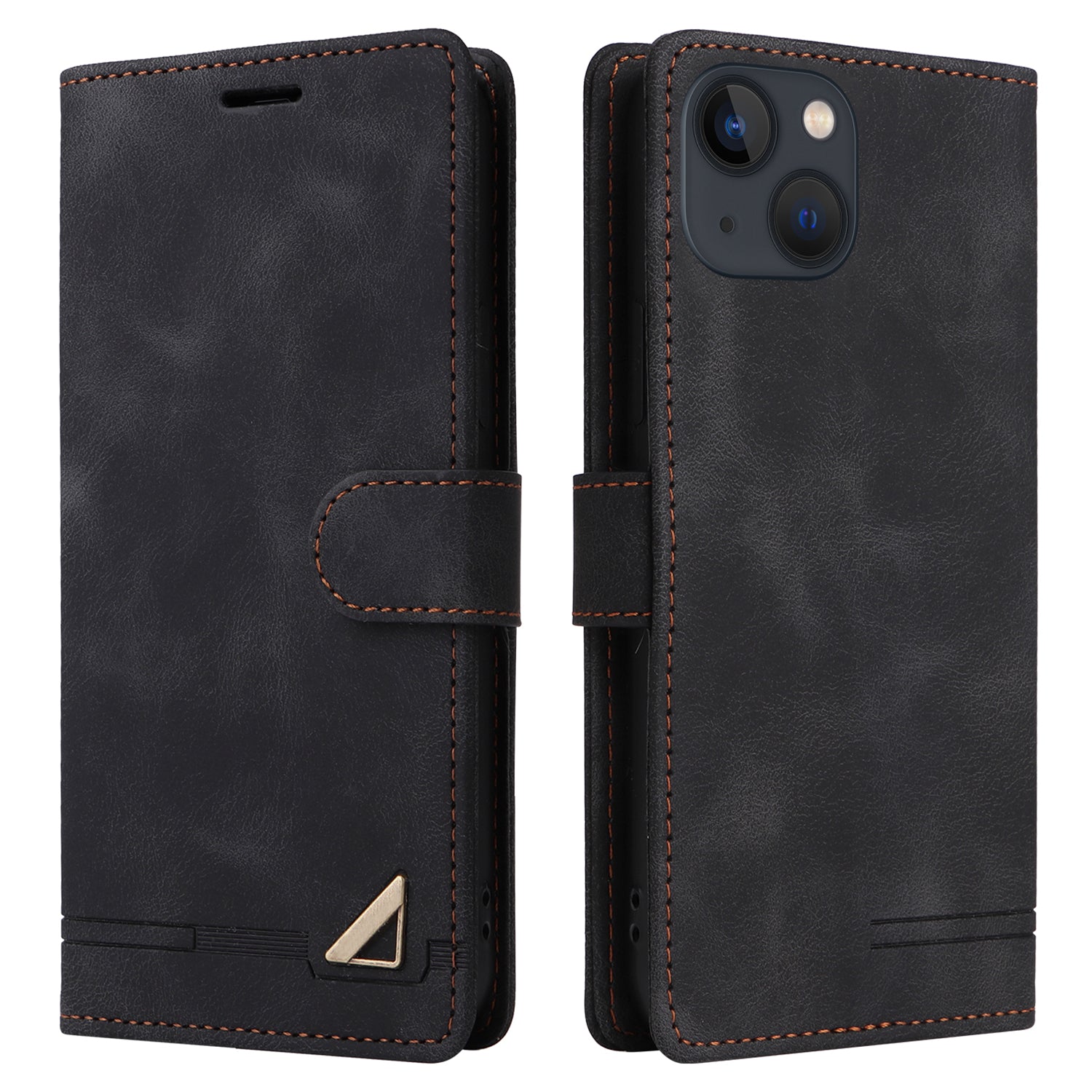 007 Series Phone Case Wallet for iPhone 15 , PU Leather Skin-touch Stand Flip Cover