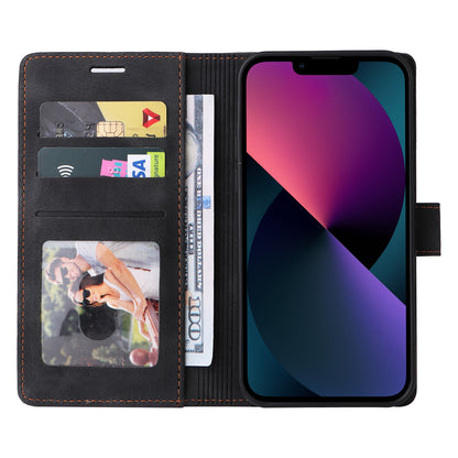 007 Series Phone Case Wallet for iPhone 15 , PU Leather Skin-touch Stand Flip Cover