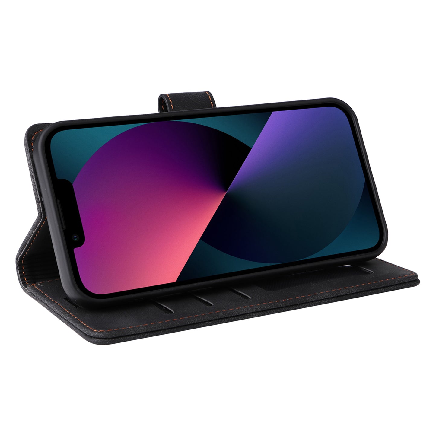 007 Series Phone Case Wallet for iPhone 15 , PU Leather Skin-touch Stand Flip Cover