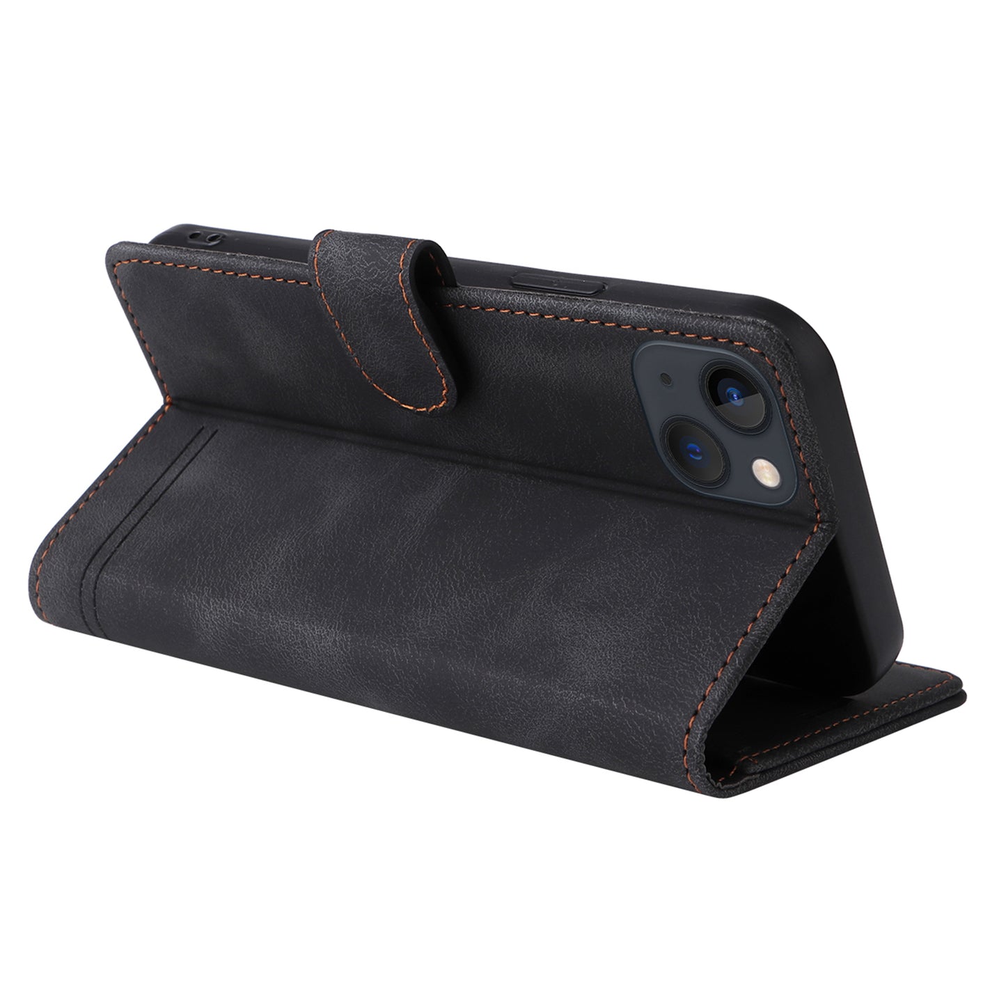 007 Series Phone Case Wallet for iPhone 15 , PU Leather Skin-touch Stand Flip Cover
