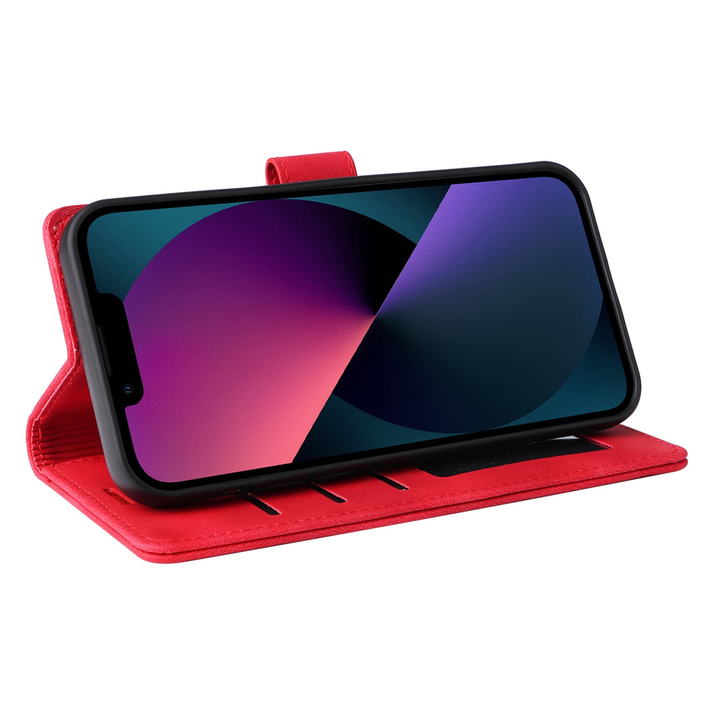 007 Series Phone Case Wallet for iPhone 15 , PU Leather Skin-touch Stand Flip Cover