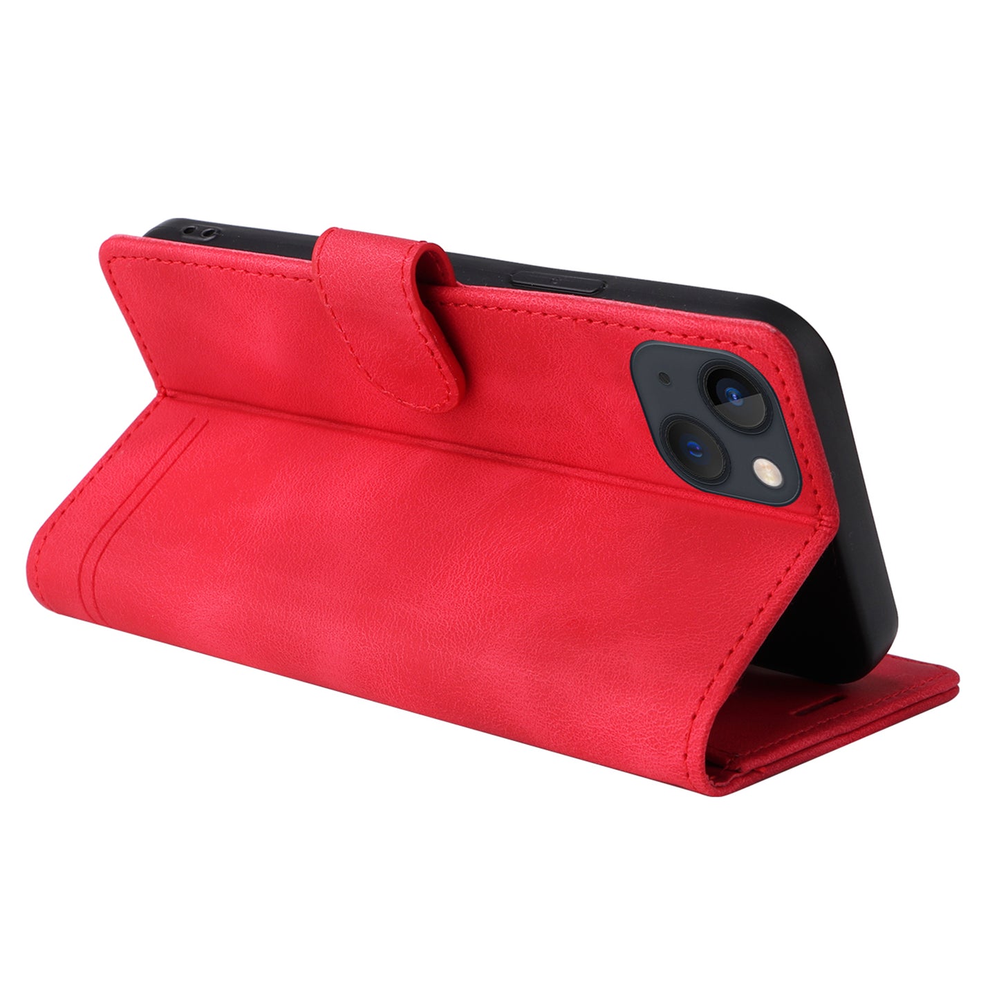 007 Series Phone Case Wallet for iPhone 15 , PU Leather Skin-touch Stand Flip Cover