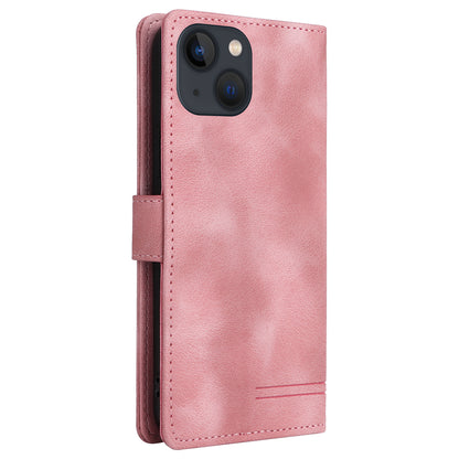 007 Series Phone Case Wallet for iPhone 15 , PU Leather Skin-touch Stand Flip Cover