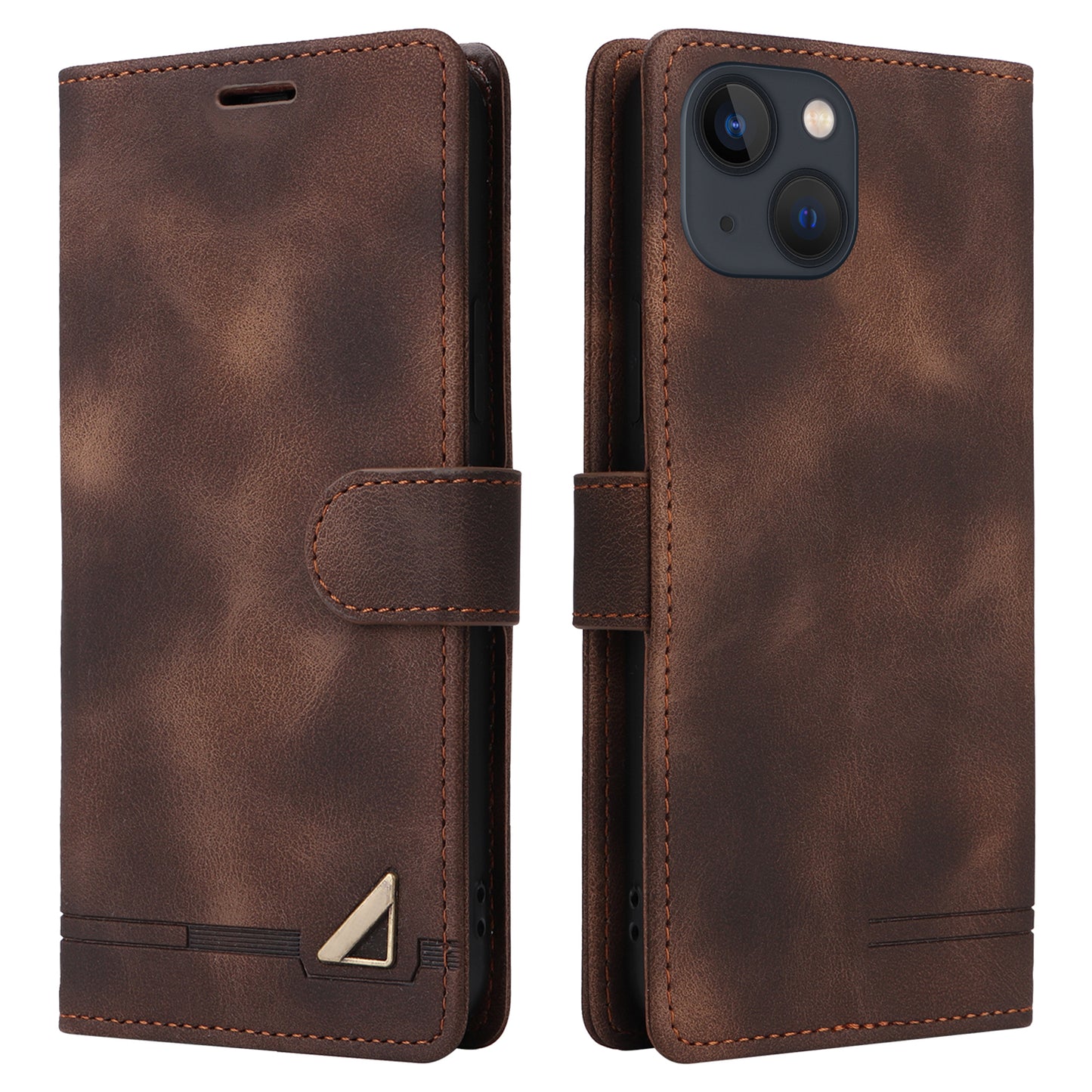 007 Series Phone Case Wallet for iPhone 15 , PU Leather Skin-touch Stand Flip Cover