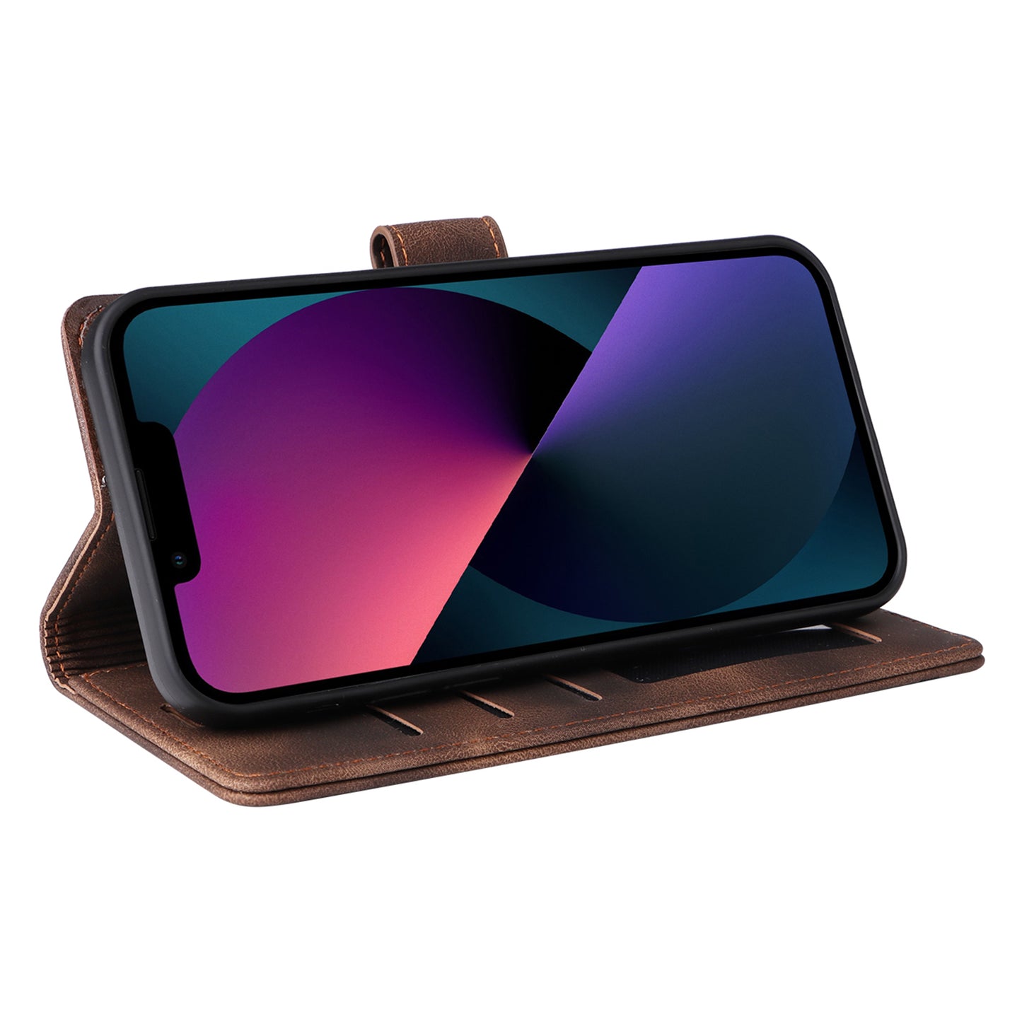 007 Series Phone Case Wallet for iPhone 15 , PU Leather Skin-touch Stand Flip Cover